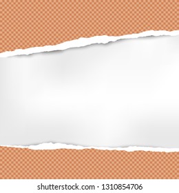 Torn squared turquoise paper strips for text or message are on white background. Vector illustration
