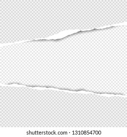 Torn squared white paper strips for text or message are on white background. Vector illustration