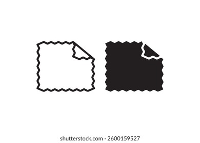Torn Sticky Note Icon in Black and White Vector