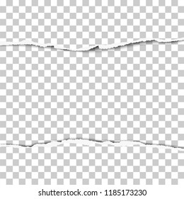 Torn strip from the middle of a transparent sheet of paper. Paper mockup vector.