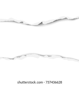 Torn strip from the middle of a white sheet of paper. Vector illustration.