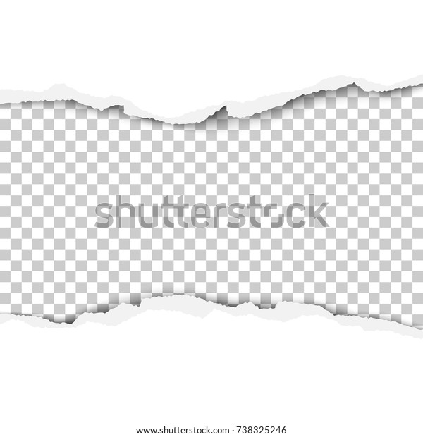 Torn strip from the middle of a\
white sheet of paper. Transparent background of the resulting hole\
for text, ad and other aims. Vector\
illustration.