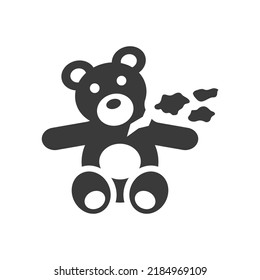 Teddybär-Symbol einzeln auf weißem Hintergrund.Vektorgrafik.
