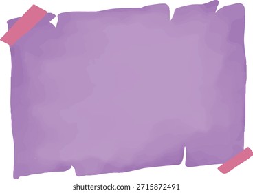 Torn, textured purple paper sheet, taped to surface. Blank space for text. Abstract background, design element. Pastel colors, simple, minimal. with intricate details and high visual appeal.