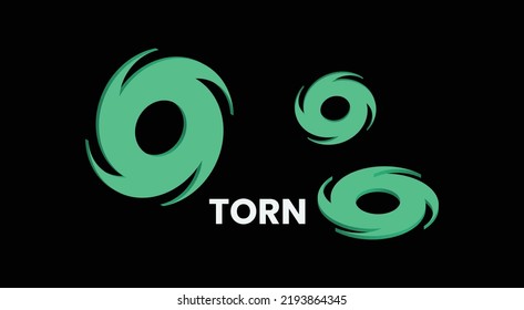 TORN Token criptocurrency 3d logotipo aislado en fondo negro con espacio de copia. ilustración vectorial del concepto de banner de Tornado Cash Token.