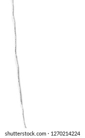 Torn from top to bottom vertical sheet of white A4 paper on white. Vector paper template.