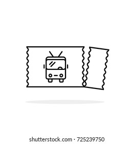 torn trolleybus ticket black linear icon. flat simple style trend modern logotype graphic art design element isolated on white. concept of purchase of a seat card for city land transport in internet