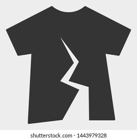Torn T-Shirt vector illustration. A flat illustration design of Torn T-Shirt icon on a white background.
