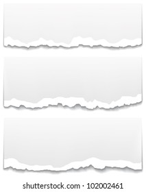 Torn and unstuck paper banners. Clean design backgrounds vector set.