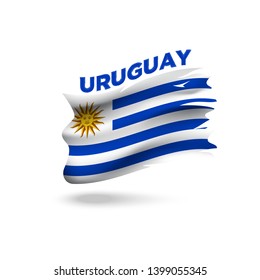 Torn Uruguay patriotic flag icon illustration