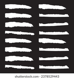 Papel vectorial despedazado, colección de tiras de papel vectorial rotas en blanco. vector de papel arrancado