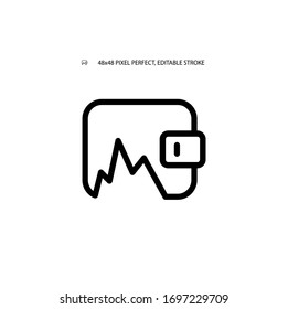 Torn wallet, financial crisis simple line icon vector illustration. Editable stroke. 48x48 Pixel Perfect.