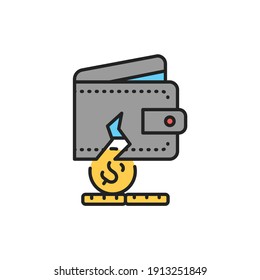 Torn wallet line color icon. Sign for web page, mobile app, button, logo