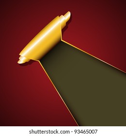 Torn wallpaper with gold paper and place for text. Part of background set. Vector art.