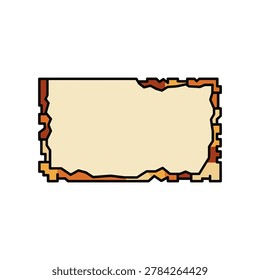 Torn and weathered parchment paper border illustration with parchment document background
