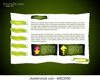 Torn website template design in green