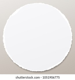 Torn white blank note, notebook paper stuck on brown squared background