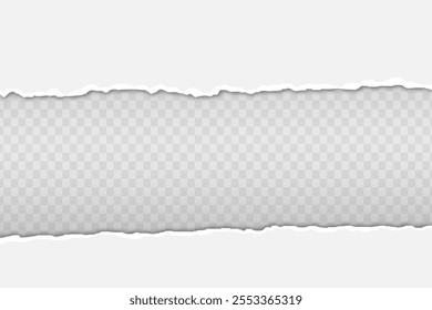 Torn white cardboard vector background. Ragged paper with jagged edges.