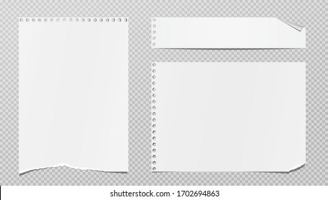 Falten mit weißer Note, Notizbuch-Papierstreifen, Stücke auf grauem, quadratischem Hintergrund. Vektorillustration