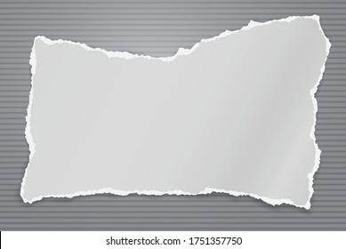 Torn of white note, notebook paper strips and pieces stuck on squared, lined background. Vector illustration