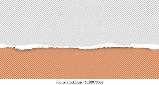 Torn white and orange horizontal paper, squared background with space for text. Vector illustration
