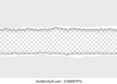 Torn white paper fragments placed on transparent background with soft shadow. Paper template.