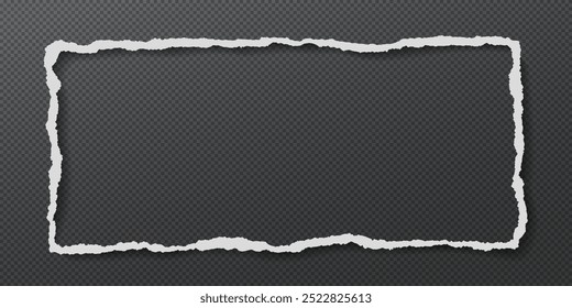 Aufgerissener weißer Papierrahmen in der Mitte und weicher Schatten auf transparentem Hintergrund.