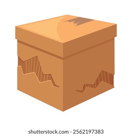 Torn wrinkled sealed cargo box