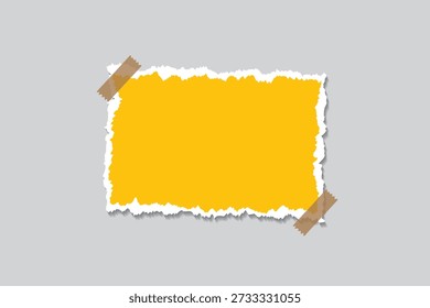 Torn yellow paper banner that is empty and has text space, blank space for text or message.