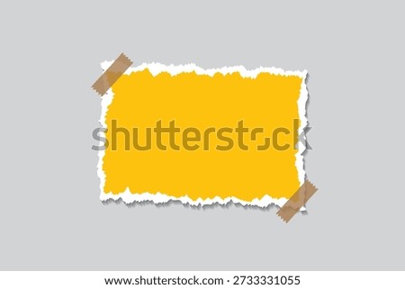 Torn yellow paper banner that is empty and has text space, blank space for text or message.