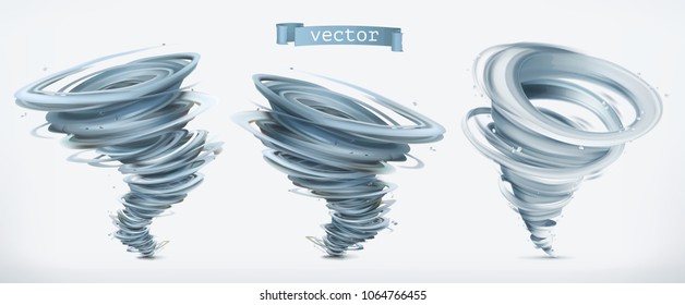 Tornado. 3d vector icon set