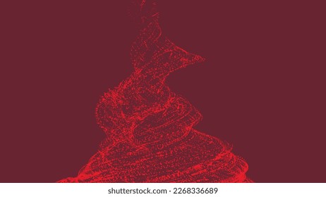 Tornado, abstract digital swirl. Rotating swirling shapes particles. Tornado formation. 3d futuristic vector illustration.