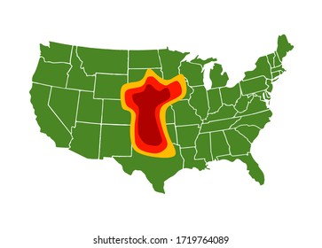 Tornado alley illustration concept with USA map. Perfect for website, book and newspaper.