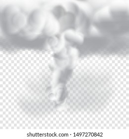 Tornado or altostratus cloud vectors, a rotation of the air to be monsoon or storm isolated on transparency background