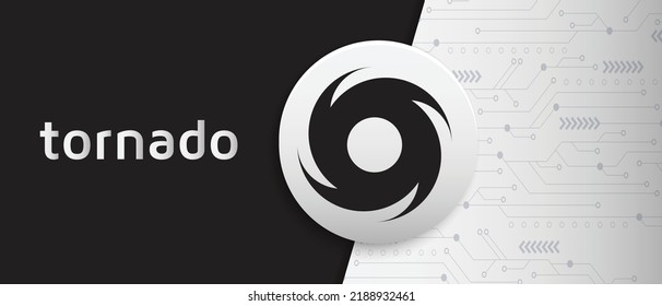 Símbolo del logotipo de la divisa criptográfica Tornado Cash TORN en el fondo de la tecnología. Ilustración vectorial de concepto de cadena de bloques.