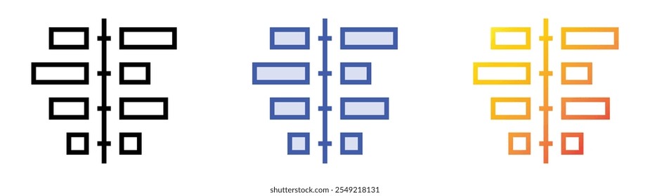 tornado chart icon. Linear, Blue Fill and Gradient Style Design Isolated On White Background