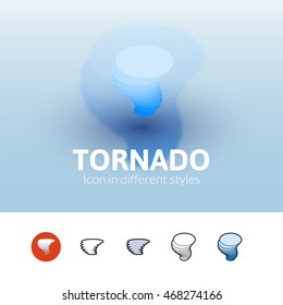 Tornado color icon, vector symbol in flat, outline and isometric style isolated on blur background