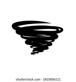 Tornado. Icono negro del ciclón aislado en fondo blanco. tornado espiral. Huracán soplo. Tormenta tropical. Vector
