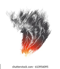 Tornado, cyclone , Hand Drawn Sketch Vector illustration.