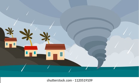 Tornado cyclone typhoon background. Flat illustration of tornado cyclone typhoon vector background for web design