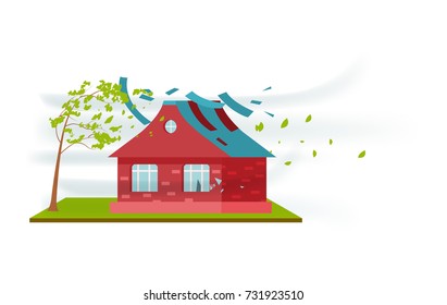 Tornado damage isolated icon. Natural disaster and danger catastrophe. Warning about emergency situation vector illustration in cartoon style.