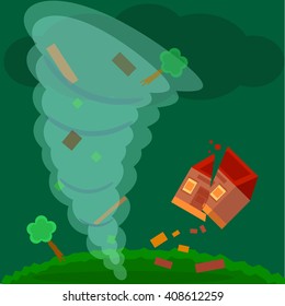 Tornado Destroyed House Vector Illustration Stock Vector (Royalty Free ...