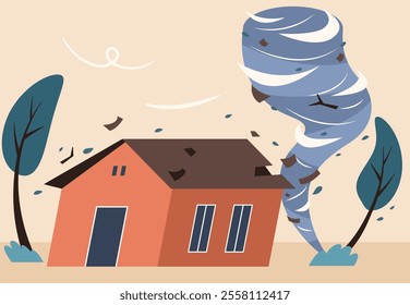Tornado disaster in city vector design illustration