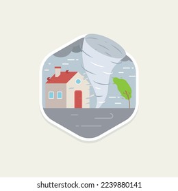 Tornado disaster flat vector illustration. Tropical disaster and a sign of catastrophe and warning