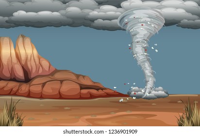 A tornado disaster in nature illustration