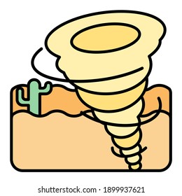 tornado disaster with sandstorm using soft color and filled line style