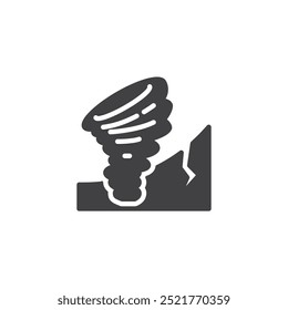 Ícone de vetor de tornados e terremotos. Sinal plano preenchido para conceito móvel e web design. Ícone de glifo de Desastre Natural. Símbolo de riscos ambientais, ilustração do logotipo. Gráficos vetoriais