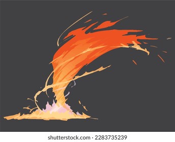 Efecto de la llama del elemento de fuego tornado vfx ilustración vectorial aislada