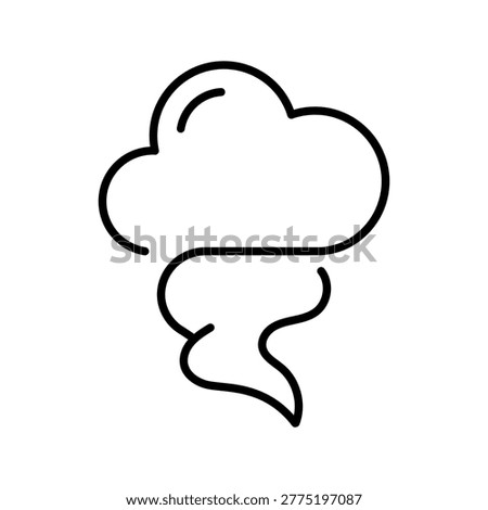 Tornado funnel icon. Science and severe weather line symbol. Black and white.