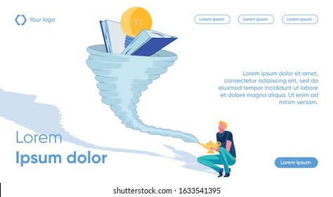 Tornado Funnel for Innovative Ideas. Attraction New Technologies and Scientific Developments. Advanced and Original Methods for Business Company Promotion. Flat Cartoon Vector Illustration.